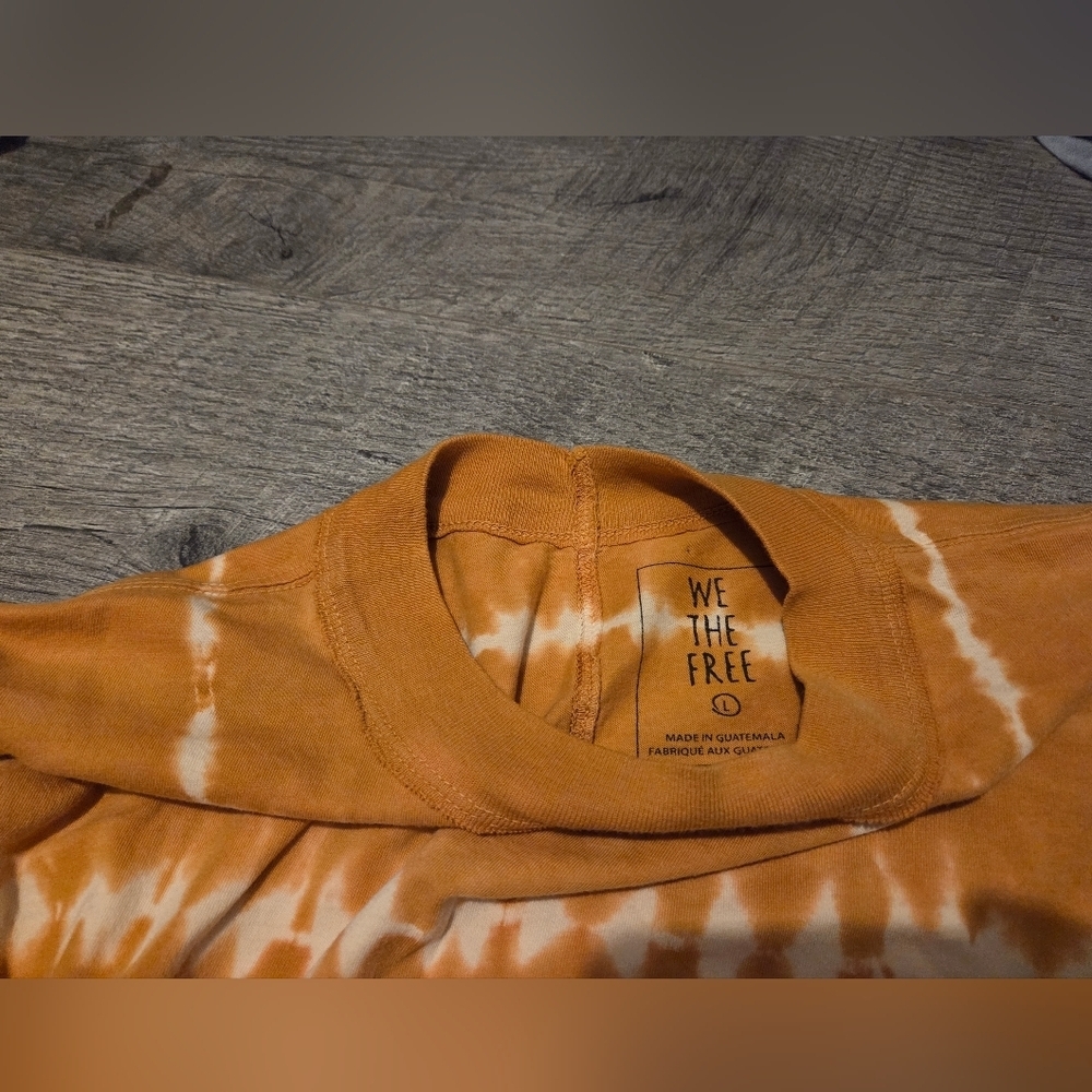 Free People We The Free Oversized Top Sz L Yellow Tie Dye Boho Hippie Fall Shirt - Picture 6 of 6